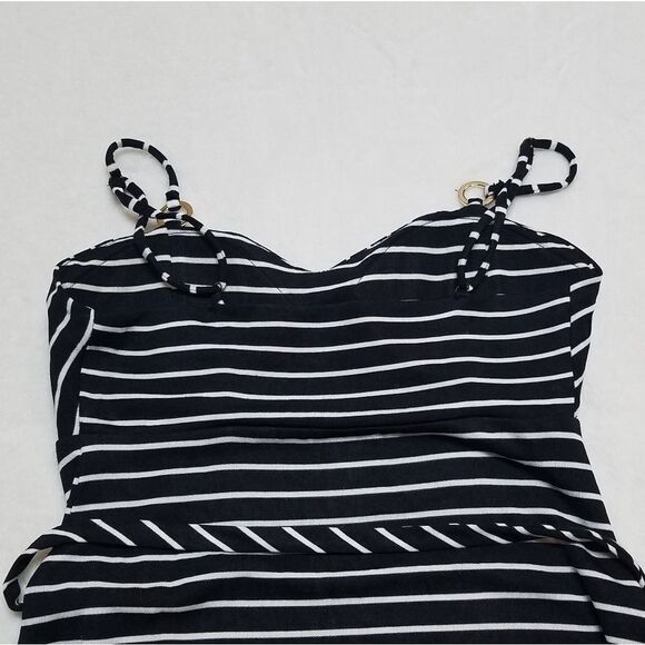 VINTAGE Cache Black Striped Hook Belted Dress - Picture 14 of 15